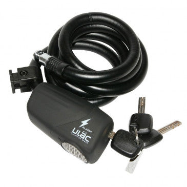 ANTIVOL VELO SPIRAL A CLE P2R DIAM 12mm L 1,20M NOIR AVEC SUPPORT ET ALARME