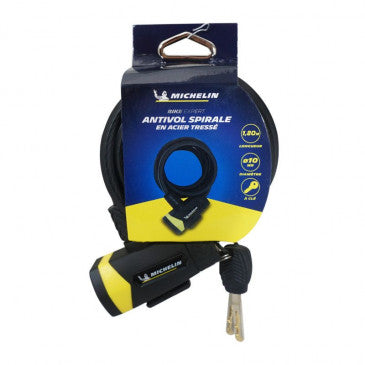ANTIVOL VELO SPIRAL A CLE MICHELIN DIAM 10mm LONG 1.80M