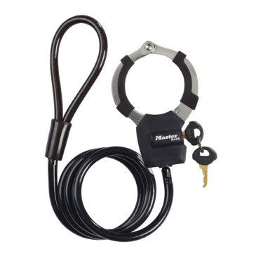 ANTIVOL VELO / TROTTINETTE CABLE A BOUCLE AVEC MENOTTE MASTERLOCK STREET CUFF DIAM 8mm L1M - LIVRE AVEC 4 CLES -NIVEAU SECURITE 6 - HOMOLOGUE FUB 2 ETOILES