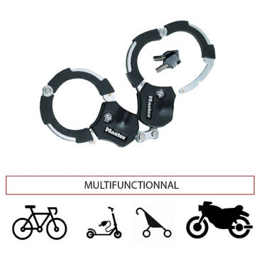 ANTIVOL VELO / TROTTINETTE A MENOTTE MASTERLOCK STREET CUFF L36cm - LIVRE AVEC 4 CLES - NIVEAU SECURITE 9 - HOMOLOGUE FUB 2 ETOILES