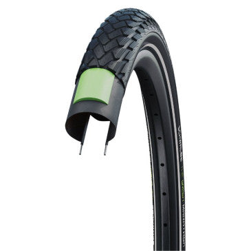 PNEU VTT 27,5 X 2.15 SCHWALBE MARATHON GREEN NOIR TR (55-584) RENFORT GREENGUARD FLANC REFLEX COMPATIBLE VAE