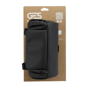 SACOCHE DE CINTRE GES GORLA CYCLINDRE NOIR CUIR SYNTHETIQUE DEPERLANT FIXATION VELCROS 3L (L22 x diam 12cm)