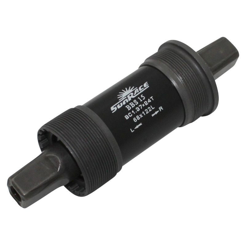 BOITIER PEDALIER SUNRACE CARRE BBS 122mm (boite de 68) CUVETTES ACIER FILETAGE ANGLAIS / BSC / 1,37x24
