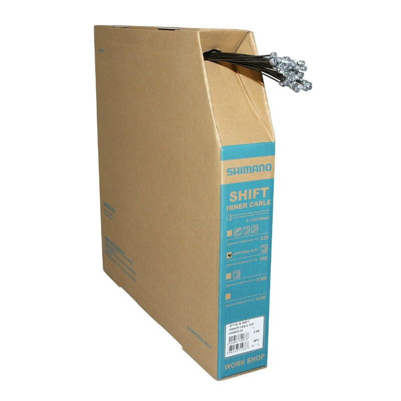 CABLE DE DERAILLEUR SHIMANO INOX D1.2mm L2.1M (VENDU PAR BOITE DE 100)