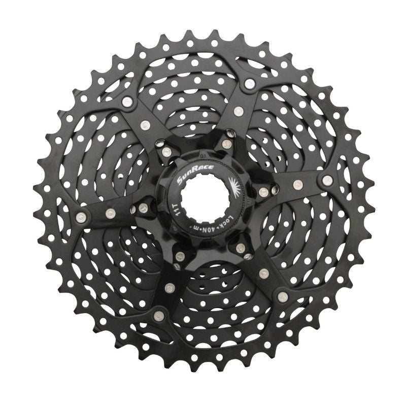 CASSETTE 10V. SUNRACE MS3 11-40 VTT POUR SHIMANO NOIR (LIVRE EN BOITE) (11-13-15-18-21-24-28-32-36-40) (2 BLOCS + PIGNONS)