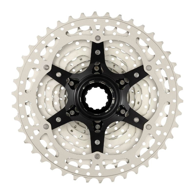 CASSETTE 10V. SUNRACE MS3 11-46 VTT POUR SHIMANO METALLIC ARGENT (LIVRE EN BOITE) (11-13-15-18-21-24-28-34-40-46) (2 BLOCS + PIGNONS)