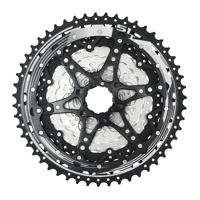 CASSETTE 12V. SUNRACE MZ603 11-51 VTT COMPATIBLE SHIMANO METALLIC SILVER (LIVRE EN BOITE) (11-13-15-17-19-21-24-28-33-39-45-51)