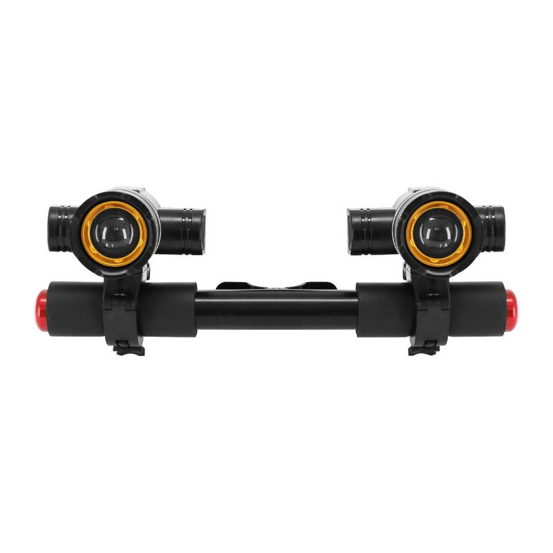 ECLAIRAGE/PHARE A LED POUR TROTTINETTE XIAOMI RECHARGEABLE USB ET REGLABLE (x2) (AVEC FIXATION)