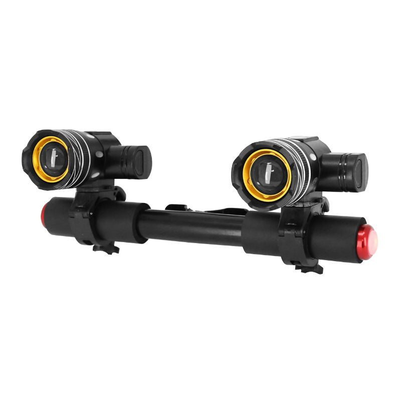 ECLAIRAGE/PHARE A LED POUR TROTTINETTE XIAOMI RECHARGEABLE USB ET REGLABLE (x2) (AVEC FIXATION)
