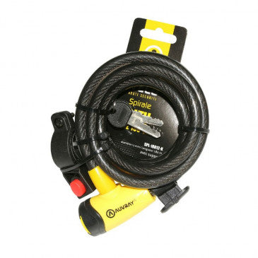 ANTIVOL VELO SPIRAL A CLE AUVRAY DIAM 12 mm L 1.80 M NOIR MAT (AVEC SUPPORT) - HOMOLOGUE FUB 1 ETOILE