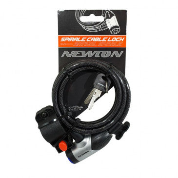ANTIVOL VELO SPIRAL A CLE NEWTON DIAM 8mm L 1,50M AVEC CACHE SERRURE (AVEC SUPPORT)