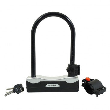 ANTIVOL VELO U NEWTON METAL D12 140x245mm AVEC CLE PLATE ACIER + SUPPORT