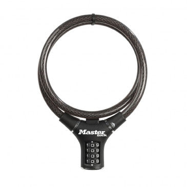 ANTIVOL VELO / TROTTINETTE CABLE A COMBINAISON MASTERLOCK DIAM 12 mm L 90 cm NOIR - NIVEAU SECURITE 7