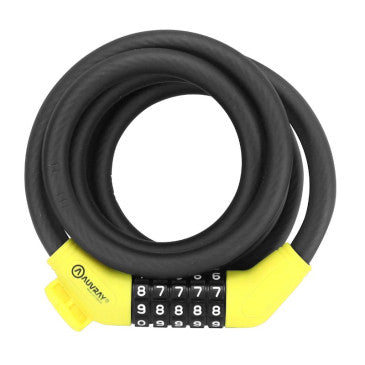 ANTIVOL VELO SPIRAL A COMBINAISON AUVRAY DIAM 12 mm LONG 1.50 M NOIR MAT (AVEC SUPPORT)