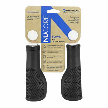 POIGNEE CITY HERRMANS TOWN WAVE DD48 AVEC LOCK-ON NOIR L 130 mm DIAM 22 mm (PAIRE SUR CARTE)