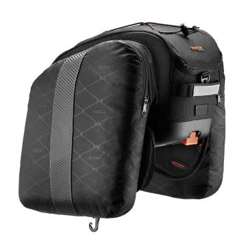 SACOCHE ARRIERE VELO IBERA COMMUTER NOIR 15L FIXATION ARRIERE AVEC PLAQUE LIVRE POUR TOUT PORTE BAGAGE (37x22x25cm)