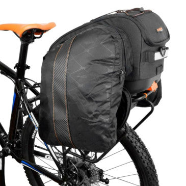 SACOCHE ARRIERE VELO IBERA COMMUTER NOIR 15L FIXATION ARRIERE AVEC PLAQUE LIVRE POUR TOUT PORTE BAGAGE (37x22x25cm)