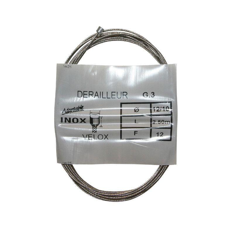 CABLE DE DERAILLEUR VELOX INOX POUR SHIMANO 12/10 2,50M (BOITE DE 25 CABLES)