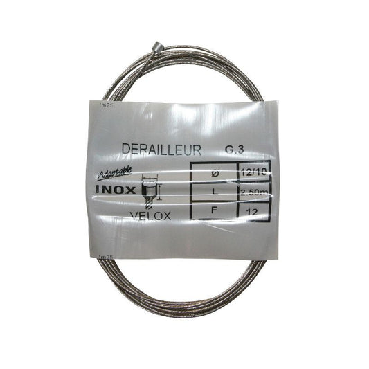 CABLE DE DERAILLEUR VELOX INOX POUR SHIMANO 12/10 2,50M (BOITE DE 25 CABLES)