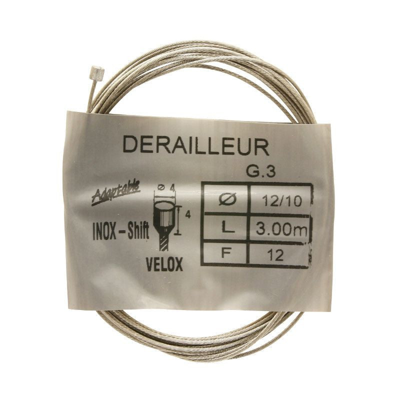 CABLE DE DERAILLEUR VELOX INOX POUR SHIMANO 12/10 3,00M (BOITE DE 25 CABLES)