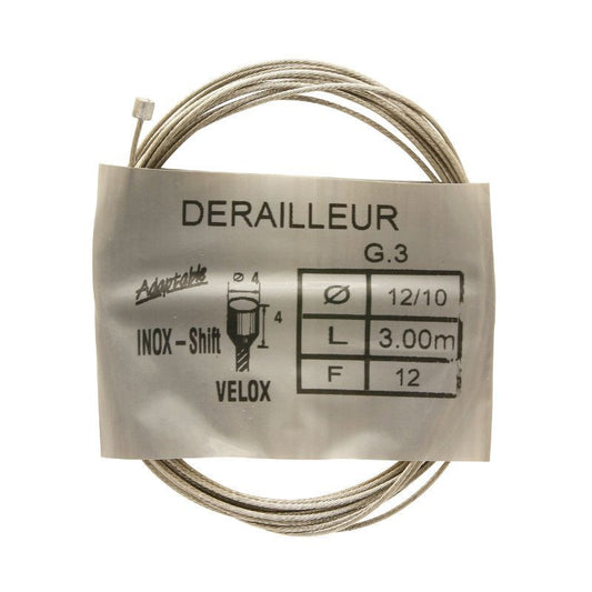 CABLE DE DERAILLEUR VELOX INOX POUR SHIMANO 12/10 3,00M (BOITE DE 25 CABLES)