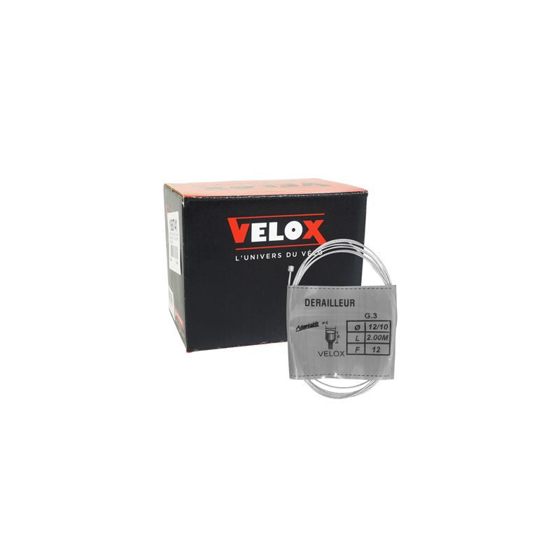 CABLE DE DERAILLEUR VELOX GALVA POUR SHIMANO 12/10 2,00M (BOITE DE 25 CABLES)