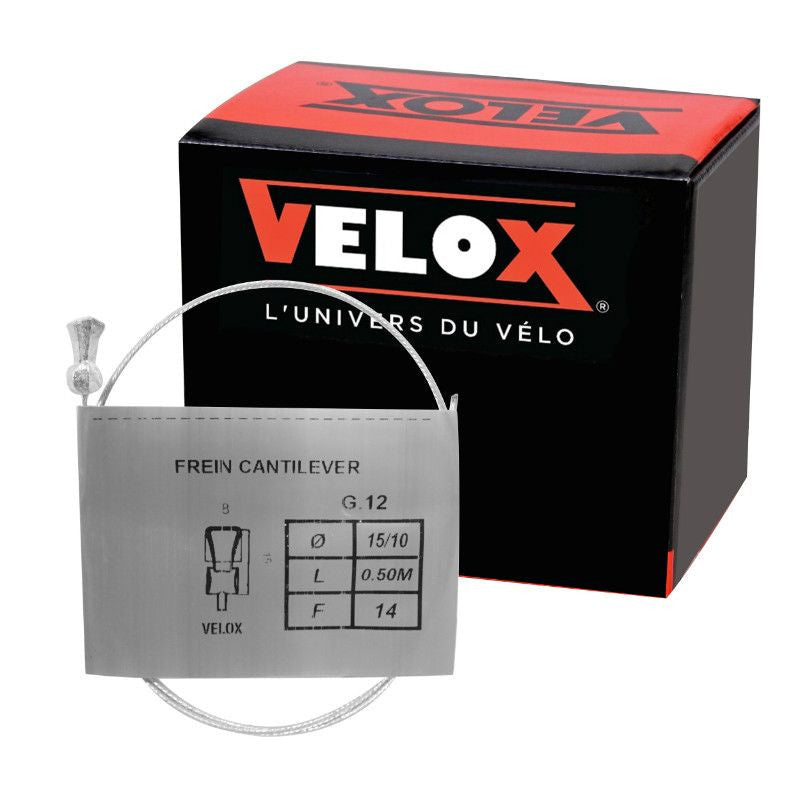 CABLE DE FREIN VTT CANTILEVER VELOX GALVA 15/10 0,50M (BOITE DE 25 CABLES)