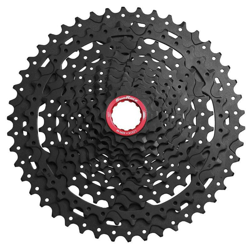CASSETTE 11V. SUNRACE MX9 10-46 VTT CORPS XD (EMPREINTE SRAM) (LIVRE EN BOITE) METALLIC ARGENT - LIVRE AVEC ADAPTATEUR -
