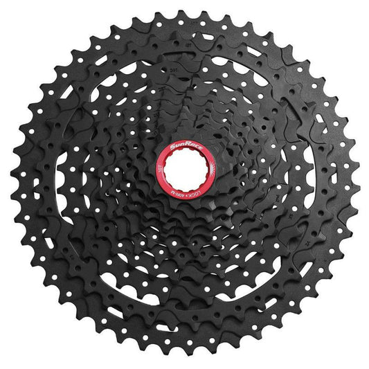 CASSETTE 11V. SUNRACE MX9 10-46 VTT CORPS XD (EMPREINTE SRAM) (LIVRE EN BOITE) METALLIC ARGENT - LIVRE AVEC ADAPTATEUR -