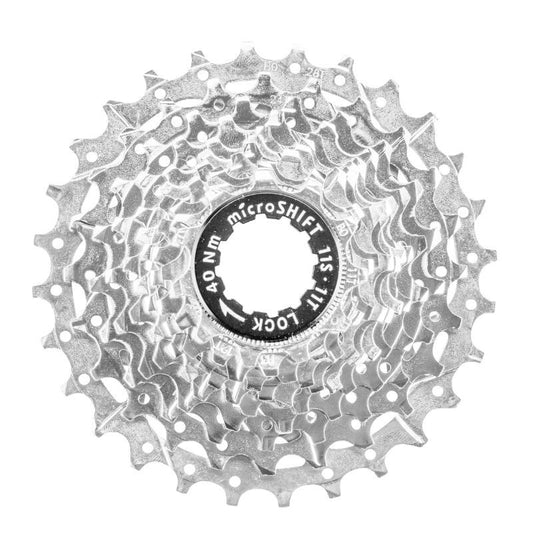 CASSETTE 11V. MICROSHIFT 11-28 POUR SHIMANO/SRAM ROUTE ARGENT (VENDU A L UNITE) (11-12-13-14-15-16-17-19-21-24-28)
