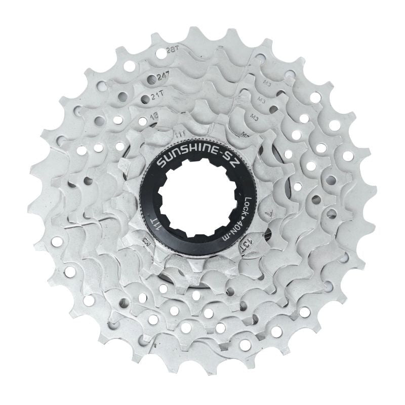 CASSETTE 7V. SHINE 11-28 POUR SHIMANO/SRAM VTT ARGENT (11-13-15-18-21-24-28)