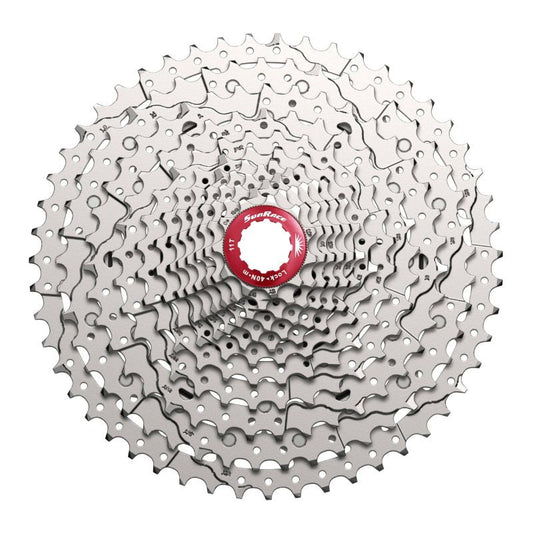 CASSETTE 12V. SUNRACE MZ800 11-51 VTT COMPATIBLE SHIMANO METALLIC ARGENT (LIVRE EN BOITE) (11-13-15-17-19-21-24-28-33-39-45-51)