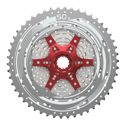 CASSETTE 11V. SUNRACE MX80 11-50 VTT POUR SHIMANO METALLIC ARGENT (LIBRE EN BOITE) (11-13-15-18-21-24-28-32-36-42-50)