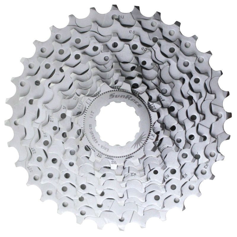 CASSETTE 9V. SUNRACE M96 11-32 VTT POUR SHIMANO NICKEL (LIVRE EN BOITE) (11-12-14-16-18-21-24-28-32)