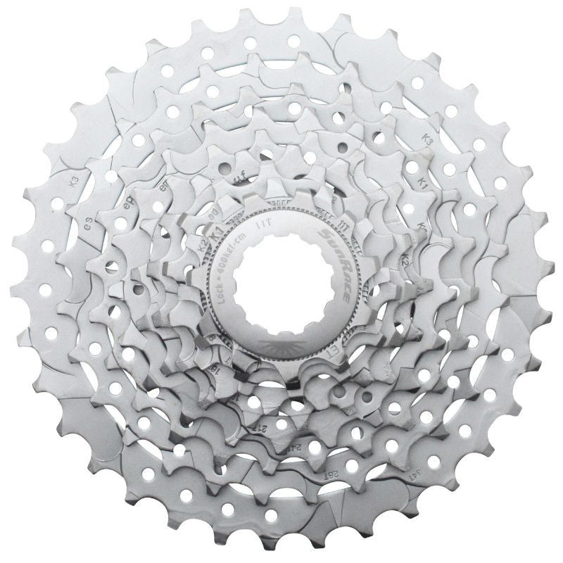 CASSETTE 9V. SUNRACE M96 11-34 VTT POUR SHIMANO NICKEL (LIVRE EN BOITE) (11-12-14-16-18-21-24-28-34)