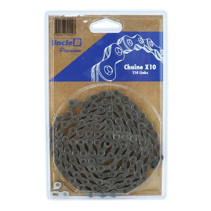 Chaine velo 10 v kmc x 10 grise 114 maillons