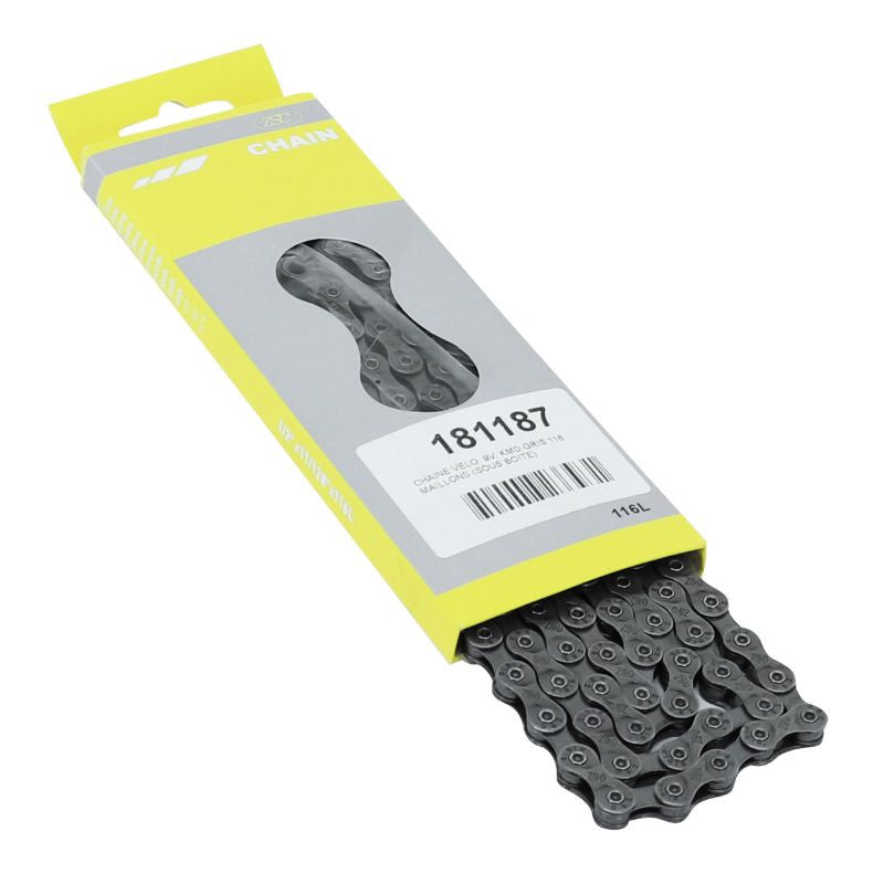 Chaine velo 9v kmd gris 116 maillons