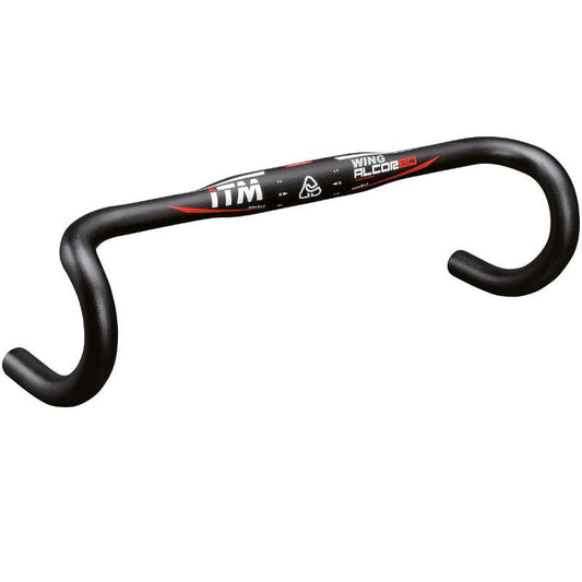 CINTRE ROUTE ITM ALCOR WING ALU PROFIL AILE NOIR 31,8 L 40 EXTERIEUR 295g DECO ROUGE/BLANC