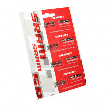 CONNECTEUR DE CHAINE VELO 7/8V. SRAM ARGENT (ATTACHE RAPIDE) (CARTE DE 4 PIECES)