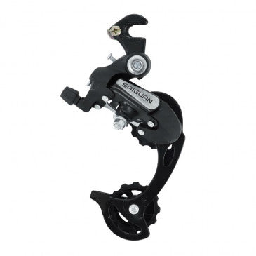 DERAILLEUR VTT ARRIERE P2R 6/7V. GRANDE CHAPE AVEC PATTE TYPE TY300 (COMPATIBLE SHIMANO)