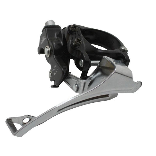 DERAILLEUR VTT AVANT SUNRACE M50 A COLLIER BAS 34,9 POUR 42x32x22 TIRAGE HAUT/BAS (AVEC COLLIER ADAPTATEUR 31.8 ET 28.6)