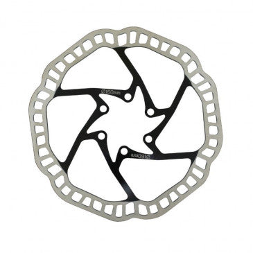DISQUE DE FREIN VTT 6 TROUS NEWTON BRAKCO COMPATIBLE SHIMANO ET AUTRES 160mm ARGENT CENTRE NOIR