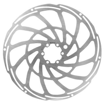 DISQUE DE FREIN VTT 6 TROUS NEWTON BRAKCO COMPATIBLE SHIMANO ET AUTRES 220mm ARGENT POUR VAE / E-BIKE AVEC RENFORT SUPPLEMENTAIRE DE 2mm