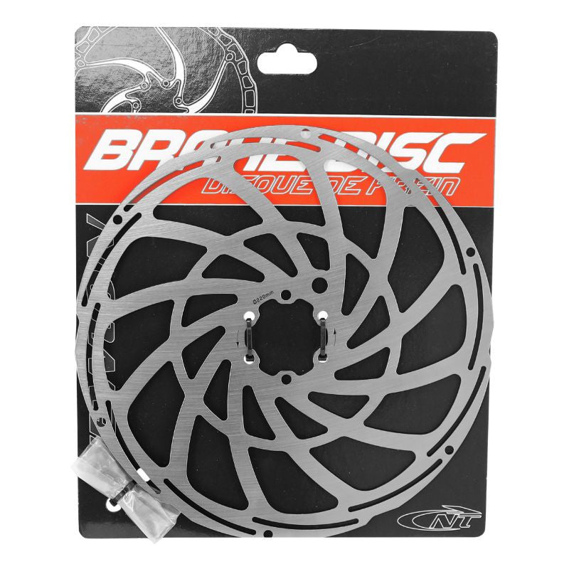 DISQUE DE FREIN VTT 6 TROUS NEWTON BRAKCO COMPATIBLE SHIMANO ET AUTRES 220mm ARGENT POUR VAE / E-BIKE AVEC RENFORT SUPPLEMENTAIRE DE 2mm