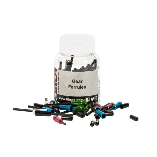 EMBOUT DE GAINE DERAILLEUR 4 mm - LONG 10 mm METAL COULEURS ASSORTIES (BOITE DE 50) -FIBRAX-