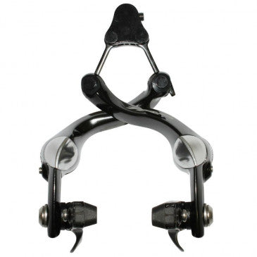 ETRIER FREIN ROUTE P2R POUR TRIATHLON (2 PIVOTS) TIRAGE CENTRAL ALU NOIR POUE ETRIER AV/AR AVEC PORTE PATIN CARTOUCHE (159g l'unité)