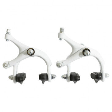 ETRIER FREIN ROUTE/FIXIE NEWTON ALU BLANC ANODISE POUR ROUE 700 (PAIRE)