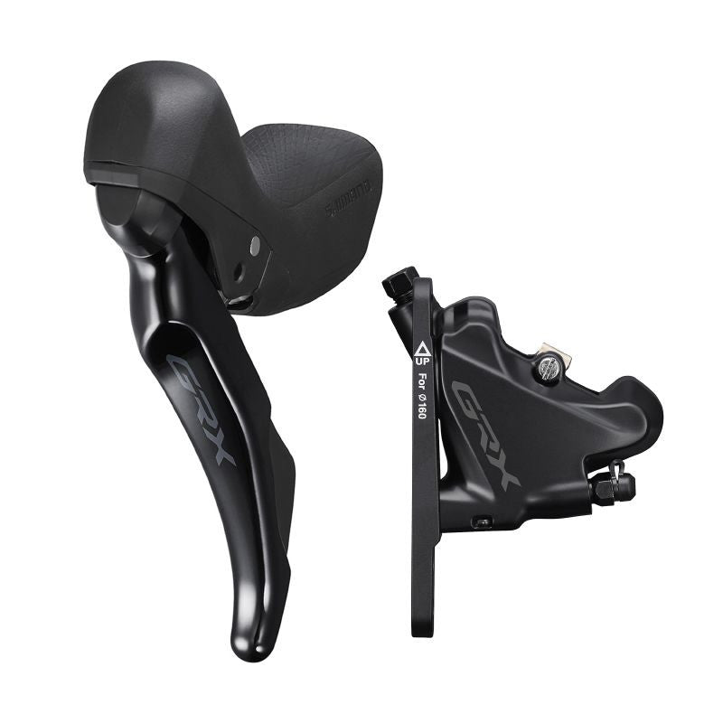 FREIN A DISQUE ROUTE HYDRAULIQUE SHIMANO GRX400 AVANT/GAUCHE 2x10V. GRAVEL DOUBLE NOIR (LEVIER/MANETTE AVEC ETRIER BR-R7070+DURITE ASSEMBLE 1000mm)