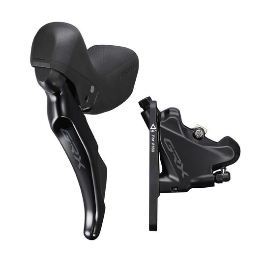 FREIN A DISQUE ROUTE HYDRAULIQUE SHIMANO GRX400 AVANT/GAUCHE 2x10V. GRAVEL DOUBLE NOIR (LEVIER/MANETTE AVEC ETRIER BR-R7070+DURITE ASSEMBLE 1000mm)