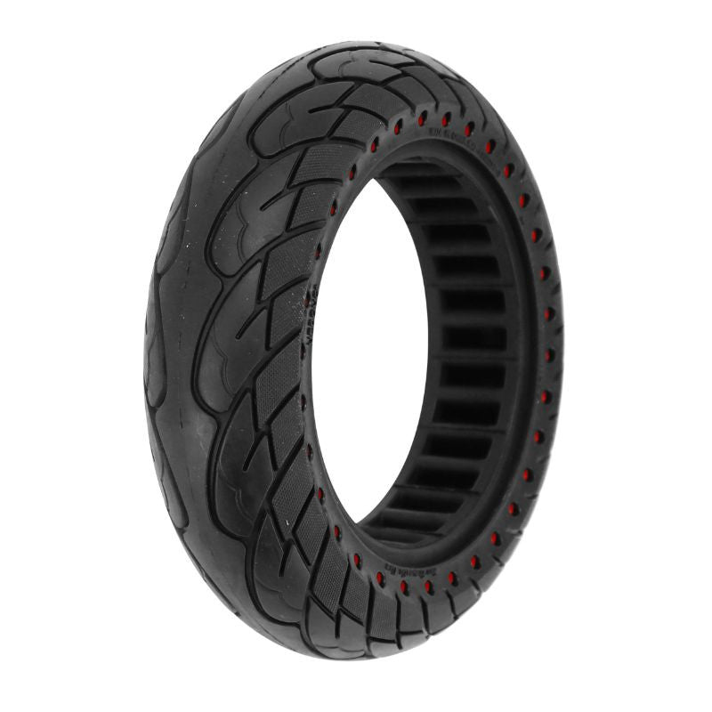 PNEU TROTTINETTE 10 X 2.50 NOIR POINT ROUGE TR ( pour jante largeur 44mm, diamètre inter 147mm, diamètre exter 240mm) -PNEU PLEIN